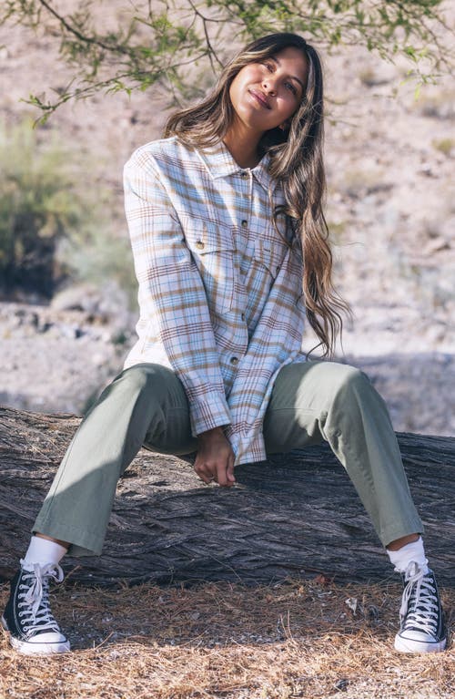 Hurley Roam Boxy Flannel Button-up Shirt In White