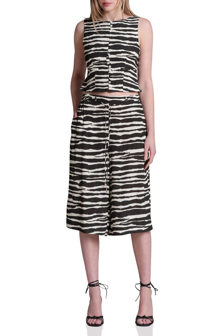 Zebra Print Boat Neck Button Front Tank, Alternate, color, ZEBRA PRINT