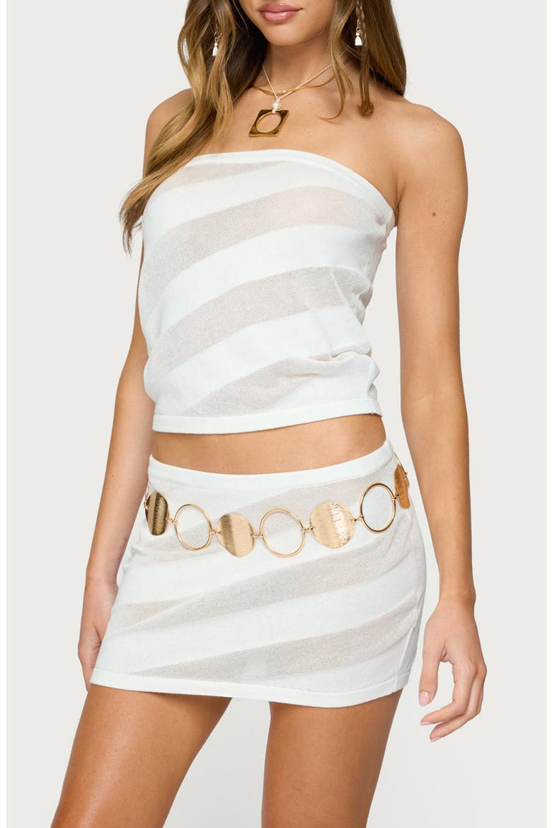Carson Sheer Stripe Strapless Knit Top, Alternate, color, WHITE