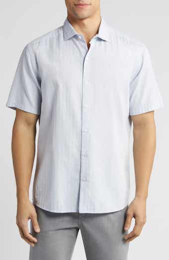 Robert Barakett Silvera Herringbone Slub Short Sleeve Button-Up Shirt