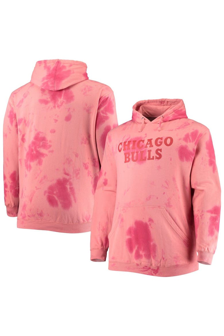 Men's Fanatics Branded Red Chicago Bulls Big & Tall Wordmark Cloud Dye Pullover Hoodie, Main, color, Red