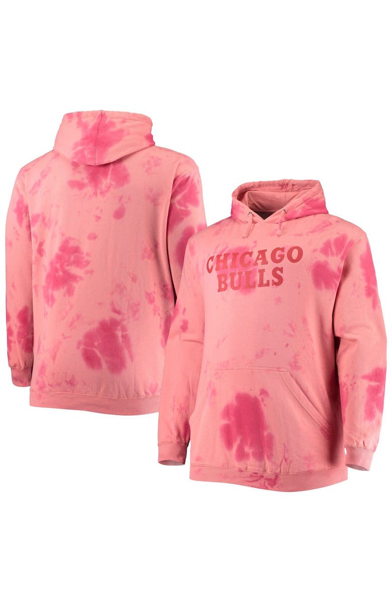 FANATICS Men's Fanatics Branded Red Chicago Bulls Big & Tall Wordmark Cloud Dye Pullover Hoodie, Main, color, Red