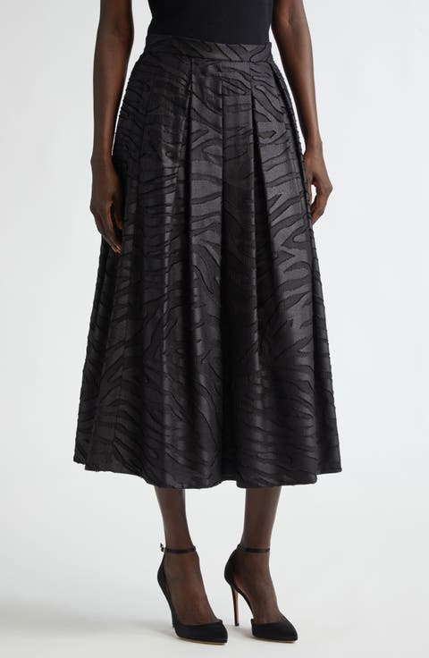Pleated Zebra Fil Coupé Skirt