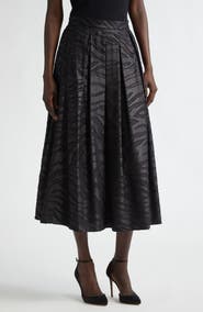 ST. JOHN Pleated Zebra Fil Coupé Skirt