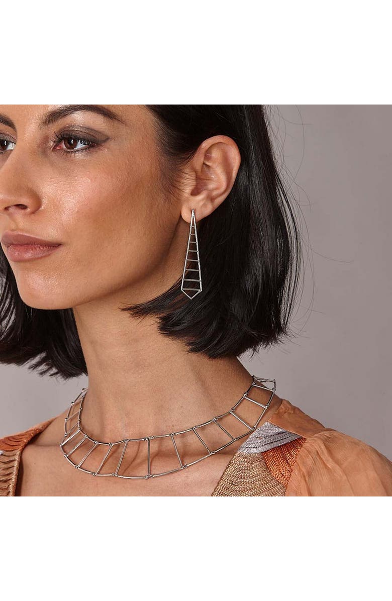 Lucy Quartermaine Egyptian Pyramid Earrings, Alternate, color, Sterling Silver