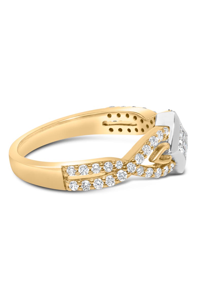 10K Two Tone Color 2/3 Cttw Diamond Kite and Twist Shank Ring, Alternate, color, Yellow