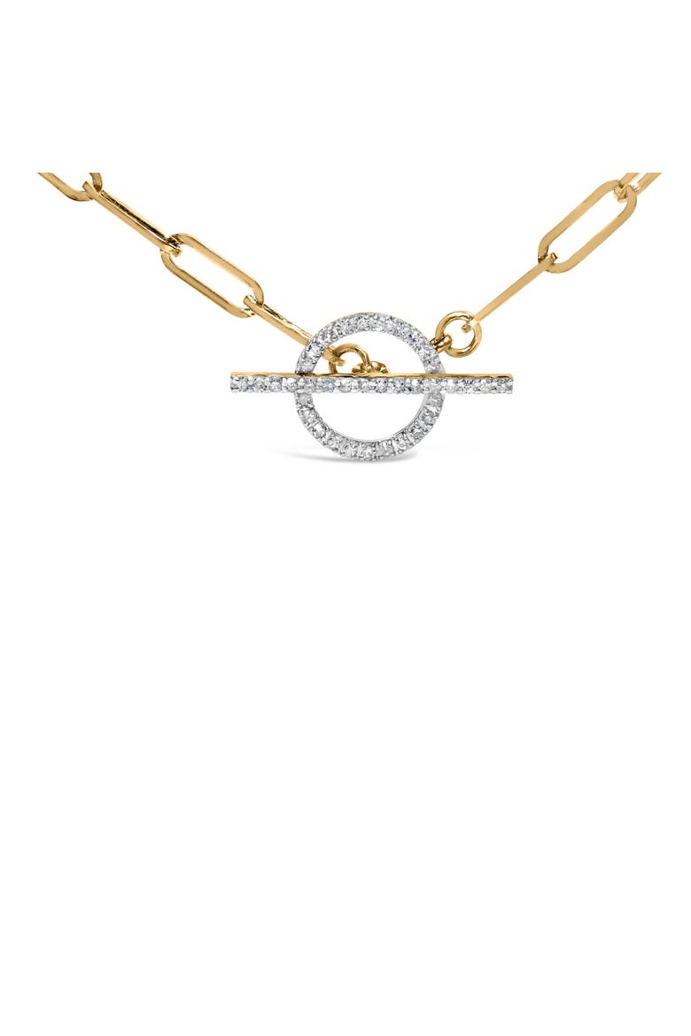 14KT Yellow Gold 1/4 Cttw Diamond Toggle Clasp Paperclip Link Necklace, Alternate, color, Yellow