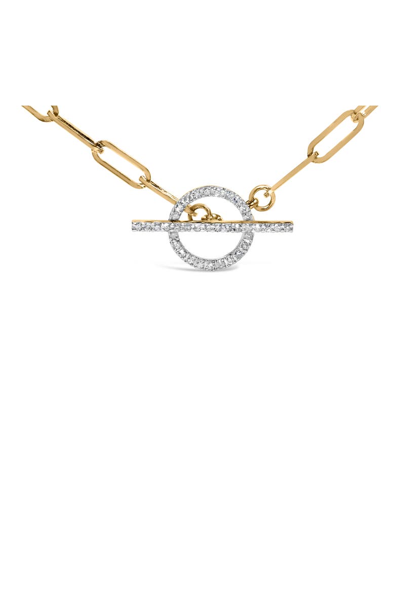 Haus of Brilliance 14KT Yellow Gold 1/4 Cttw Diamond Toggle Clasp Paperclip Link Necklace, Alternate, color, Yellow