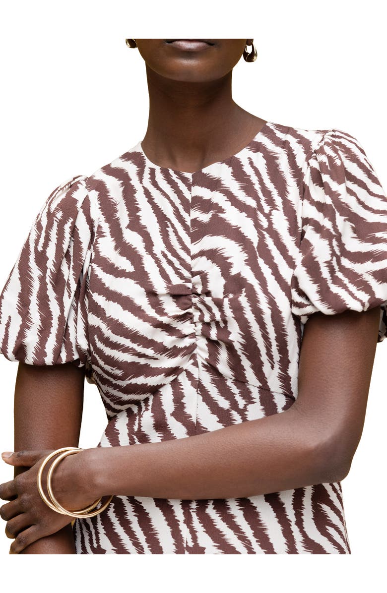 Ro&Zo Puff Sleeve Midi Dress, Alternate, color, Brown