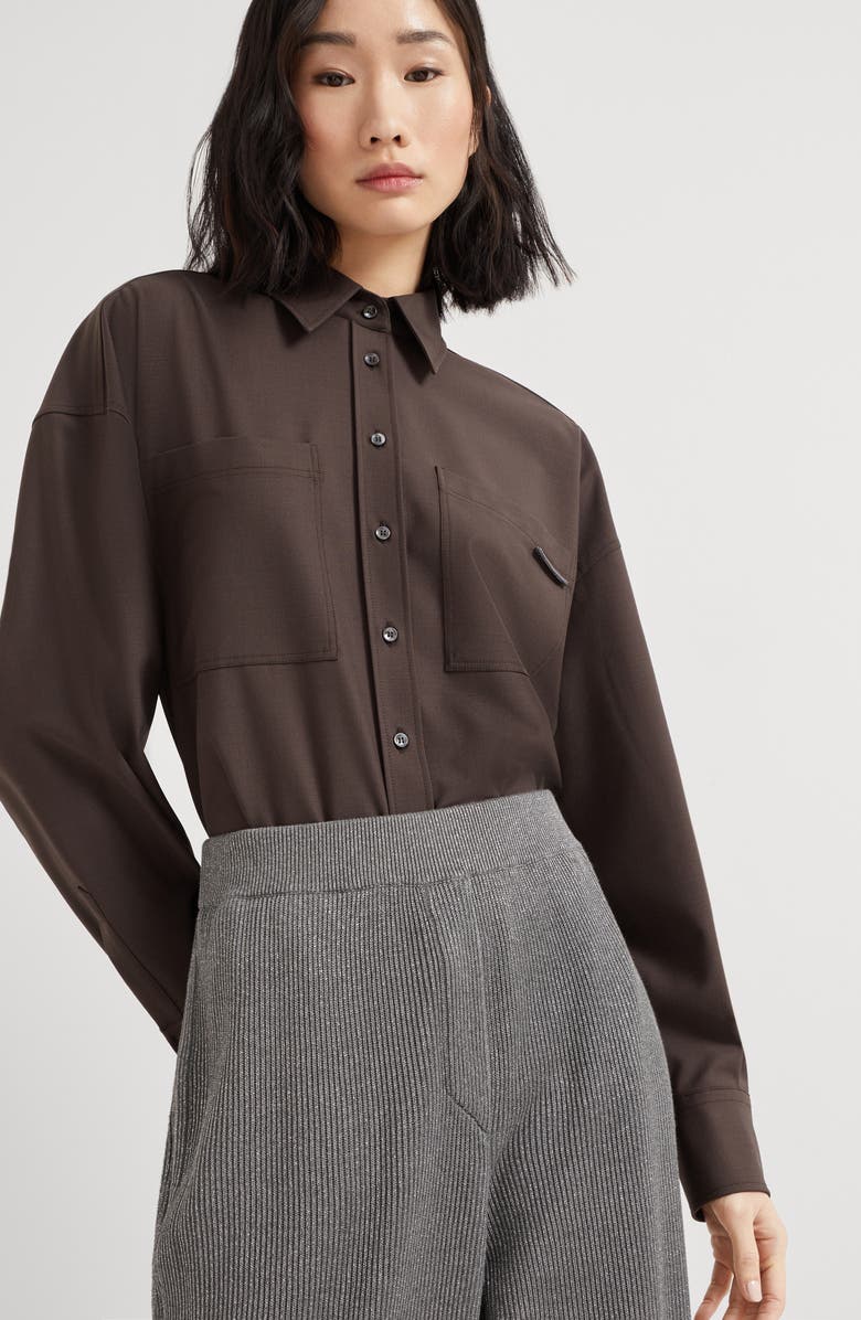 Brunello Cucinelli Vanisé knit trousers, Alternate, color, Silver