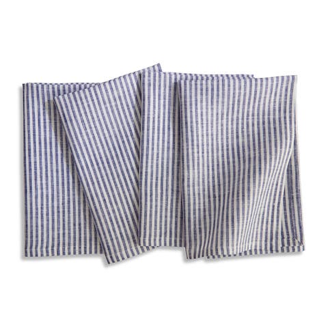 Linen Dinner Napkins Set of 4, 20 x 20" - Narrow Stripe
