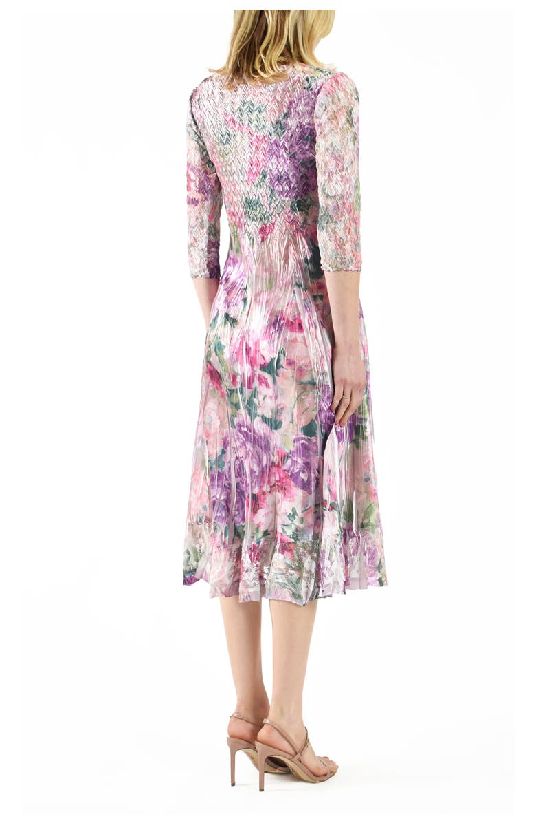 Komarov Rose Lace Sleeve CharmueseDress, Alternate, color, Bouquet Rose