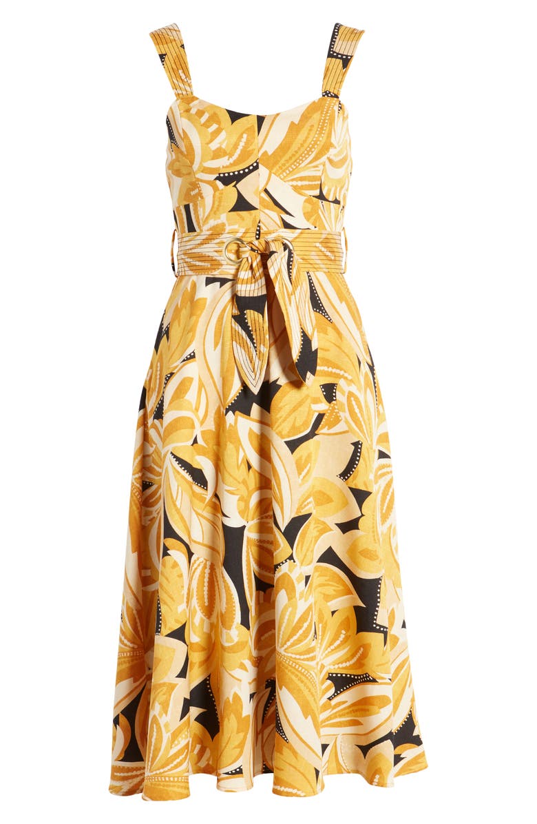 Tahari ASL Abstract Floral Belted Midi Dress, Alternate, color,