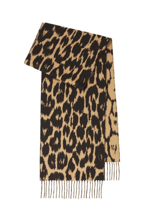 Leopard Print Wool Scarf