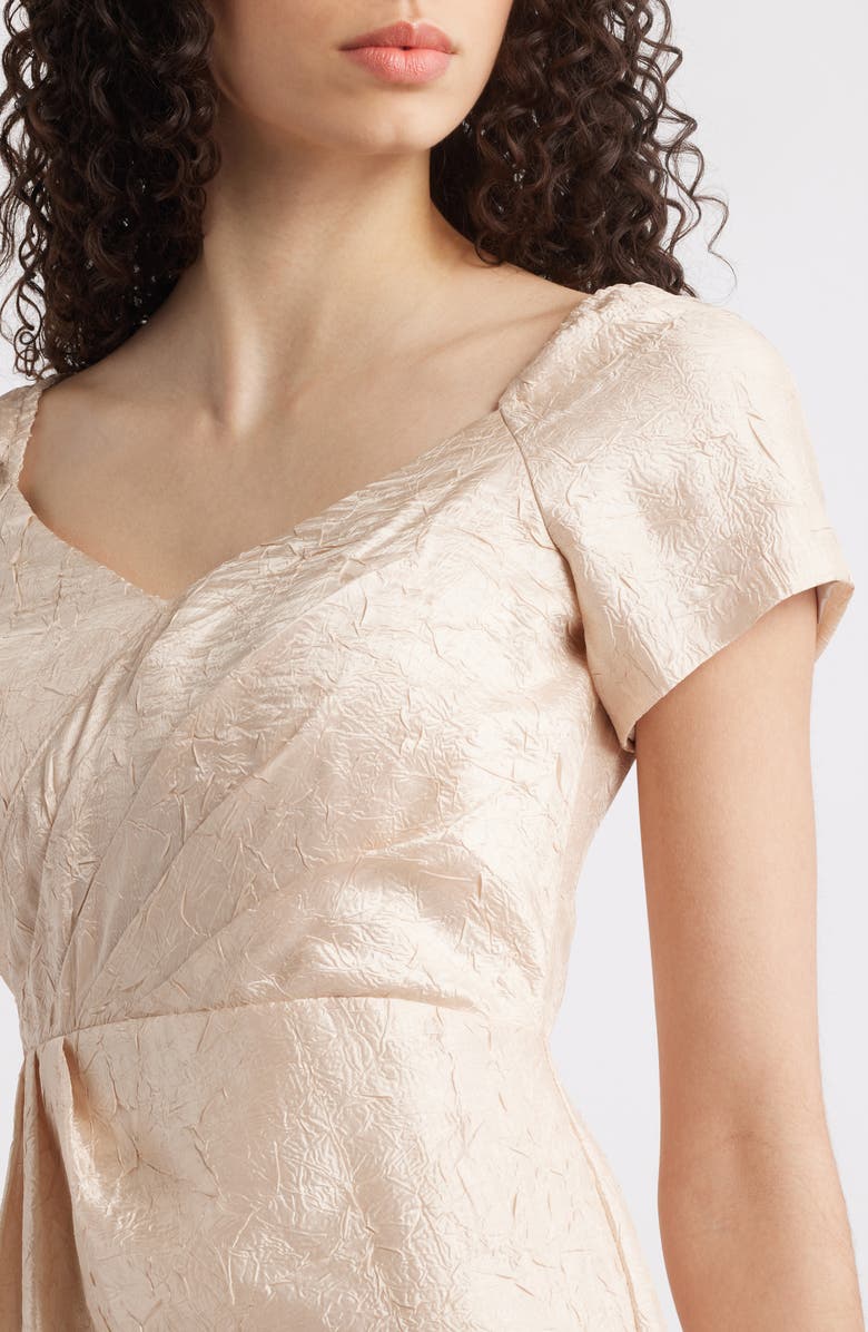 Tahari ASL Crinkle Satin Dress, Alternate, color, Champagne