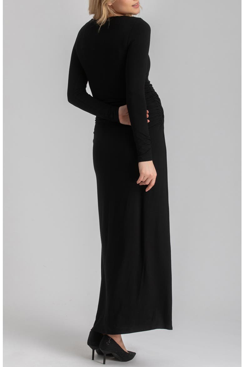 Long Sleeve Jersey Maternity Maxi Dress, Alternate, color, BLACK