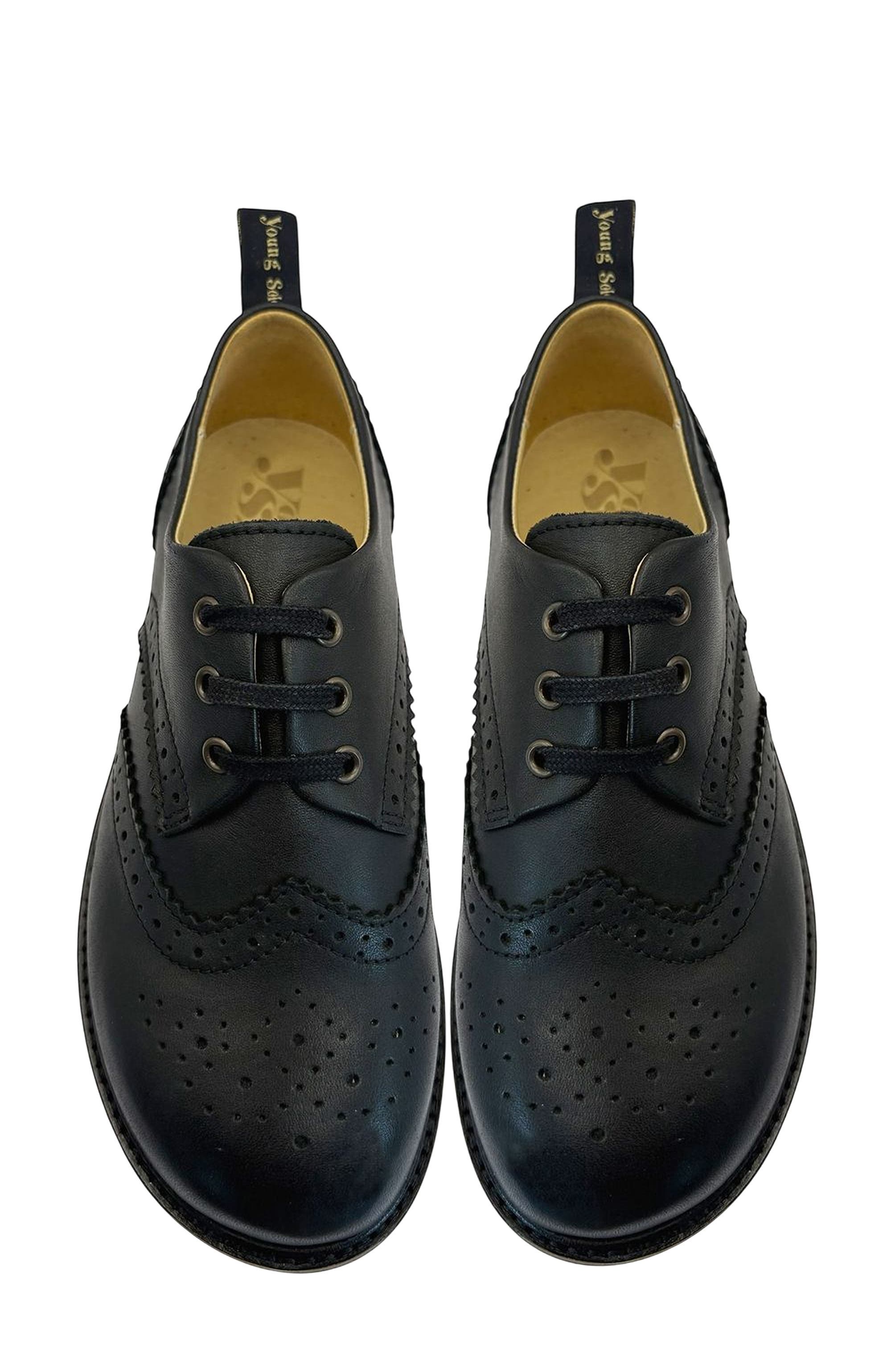 Young Soles Brando Kids Brogue Shoe, Alternate, color, All Black