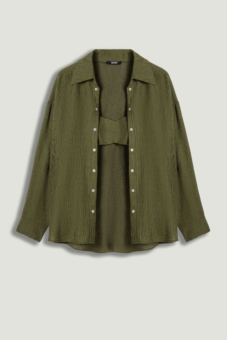 Relaxed Button-Down Shirt, Alternate, color, Khaki