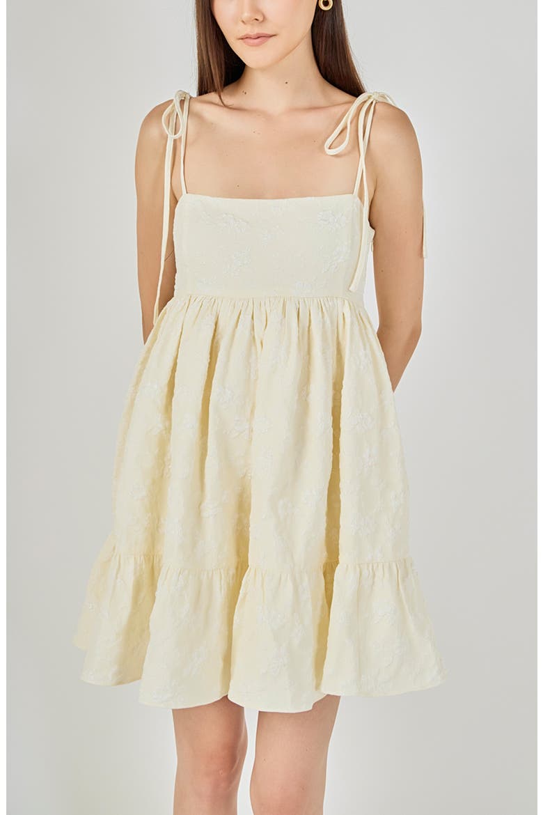 Floral Jacquard Babydoll Minidress, Alternate, color, CREAM