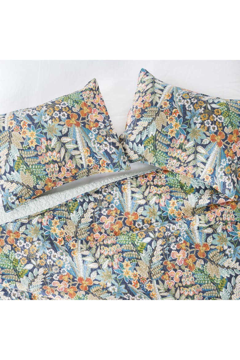Posy Flowers Cotton Blend Quilt Set, Main, color, Green