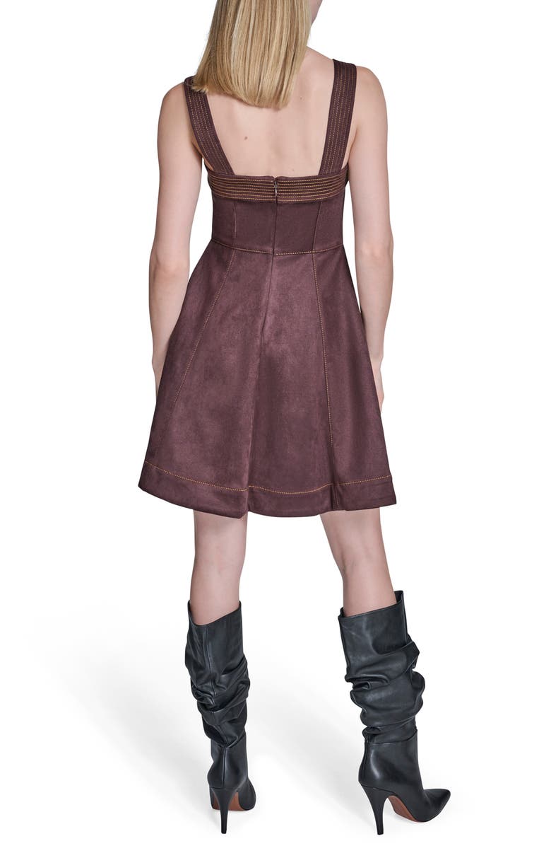 BCBG Flippy Faux Suede A-Line Dress, Alternate, color, Espresso