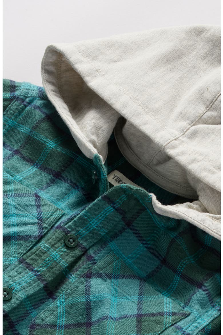 Kids' Hooded Flannel Shirt, Alternate, color, GREEN SMOKE JUNE PLAID