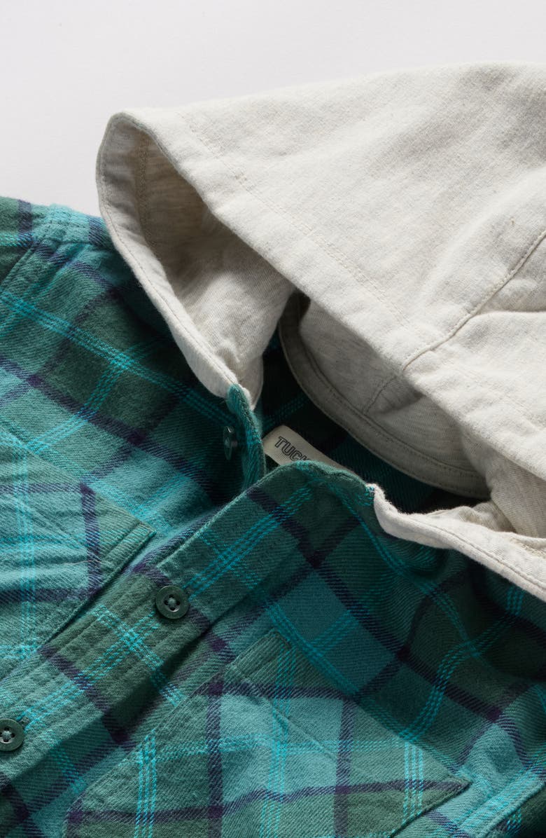 Tucker + Tate Kids' Hooded Flannel Shirt, Alternate, color, Green Smoke June Plaid