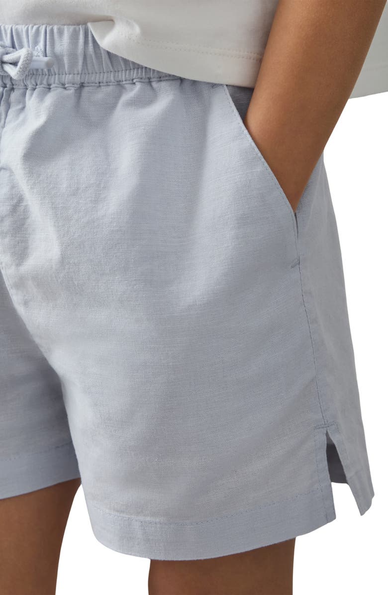 Reiss Kids' Cleo Slub Cotton & Linen Drawstring Shorts, Alternate, color, Soft Blue