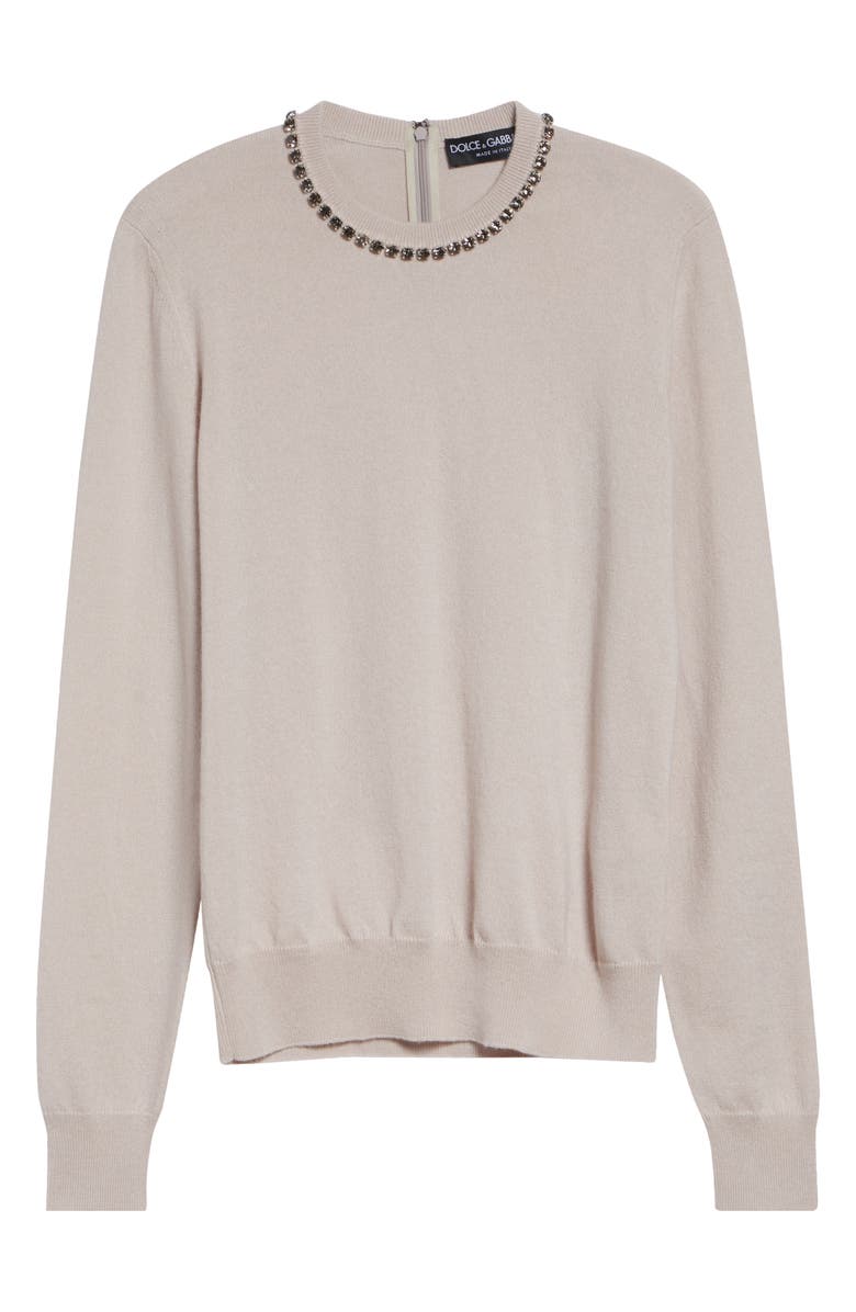 Dolce&Gabbana Crystal Embellished Cashmere Sweater, Main, color, Beige Chiaro