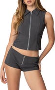 EDIKTED Allie Sleeveless Zip-Up Top