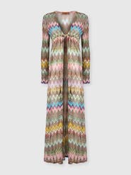 Missoni Long Cardigan In Lamé Viscose With Macro Zigzag Pattern