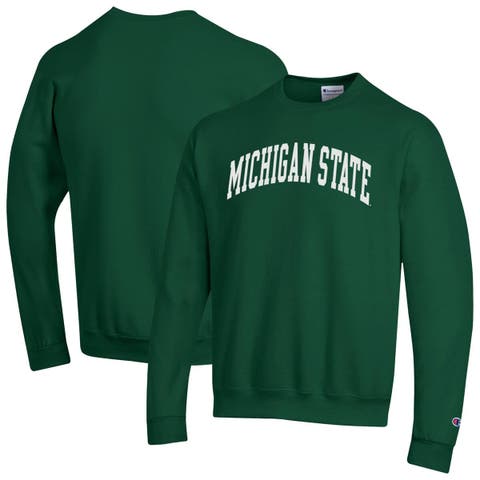 Men's Champion  Green Michigan State Spartans Basic Arch Fleece Pullover Sweatshirt