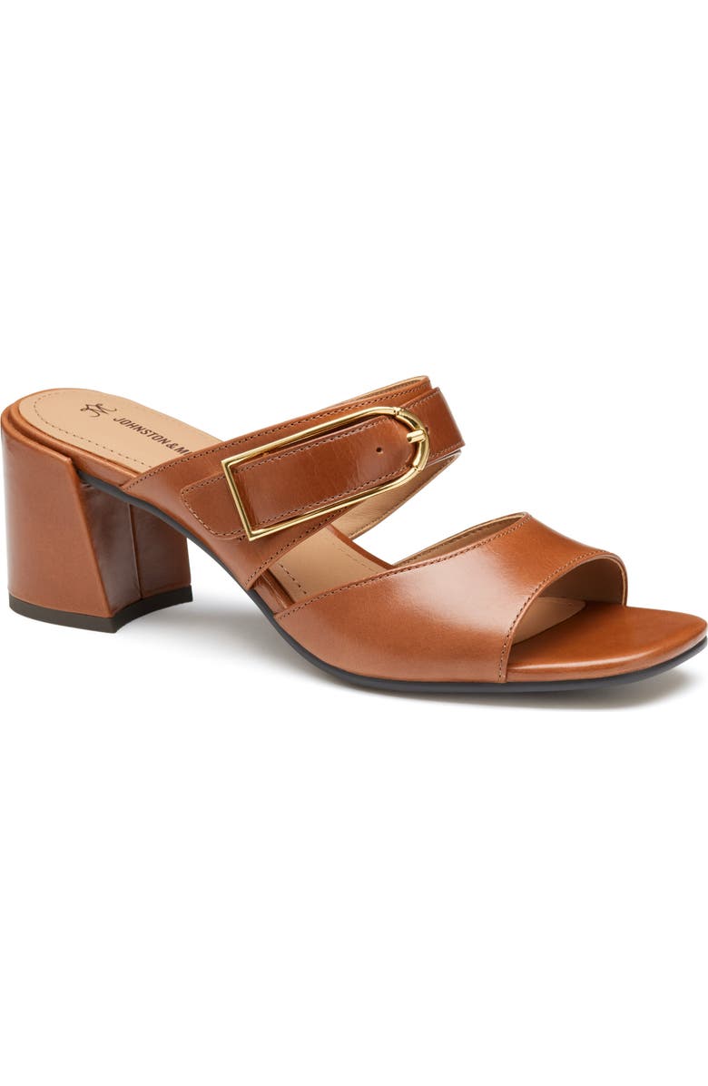 Johnston & Murphy Everly Buckle Slide Sandal, Main, color, Cognac Calfskin