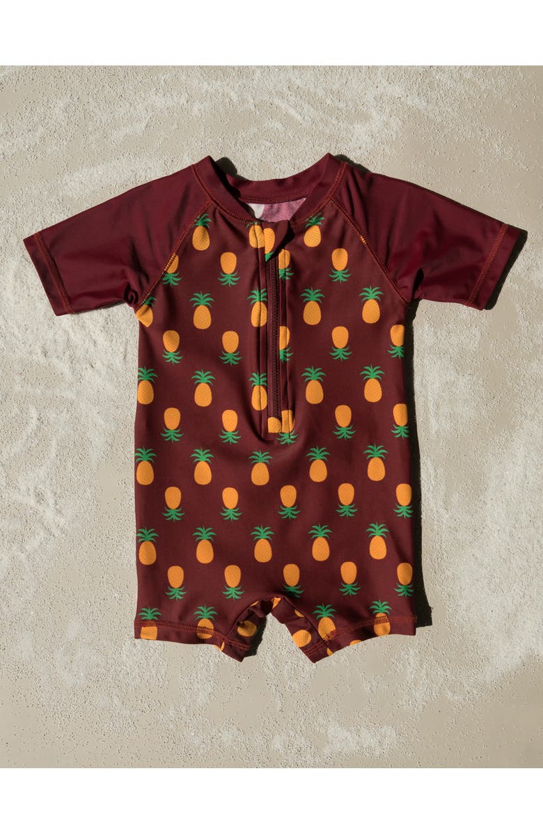 Leveret Baby One-Piece Rashguard, UPF 50+ Sun Protection Swimwear, Alternate, color, Pineapple