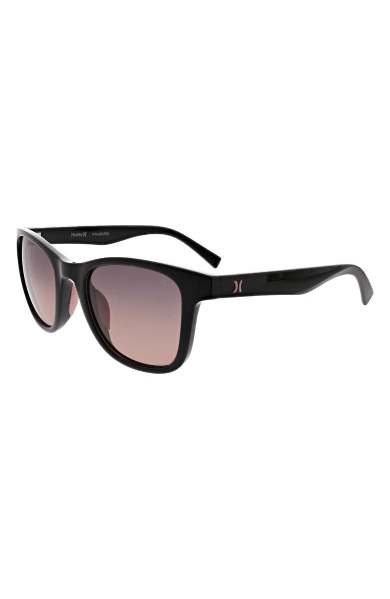 Hurley 51mm Square Polarized Sunglasses, Alternate, color, Black