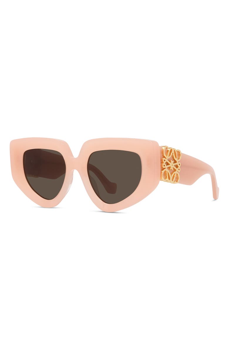 Loewe Anagram 51mm Geometric Sunglasses, Alternate, color, Shiny Pink / Brown