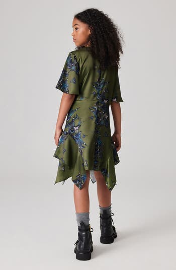 Kids' Butterfly Print Handkerchief Hem Dress