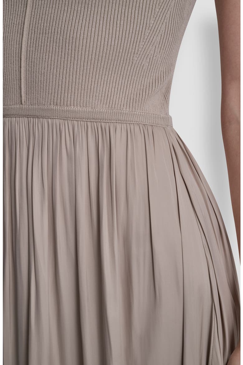 Mixed Media Short Sleeve Dress, Alternate, color, PEBBLE