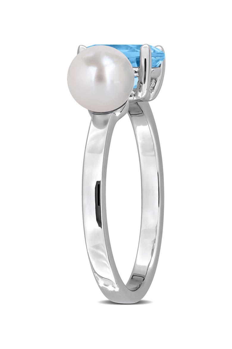 Freshwater Pearl & Sky Blue Topaz Ring, Alternate, color, BLUE