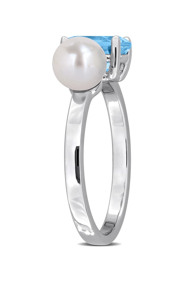 DELMAR Freshwater Pearl & Sky Blue Topaz Ring, Alternate, color, Blue