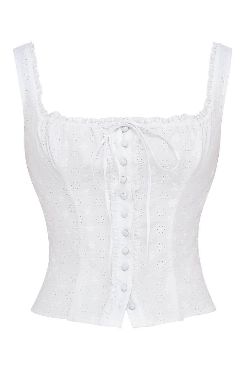 Juana Broderie Anglaise Corset Top, Alternate, color, IVORY