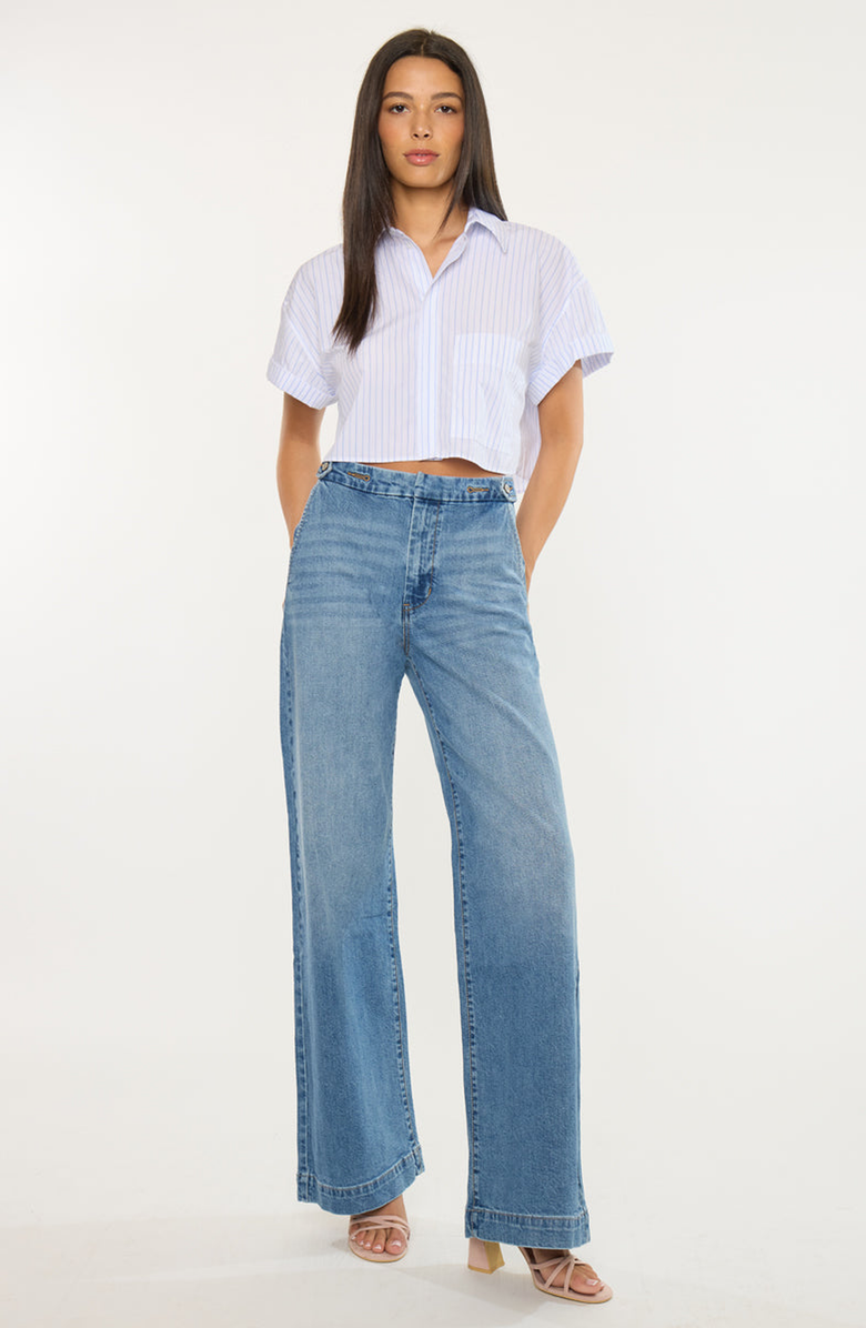 KanCan Marnie Ultra High Rise Wide Leg Trousers, Alternate, color, Dark Medium