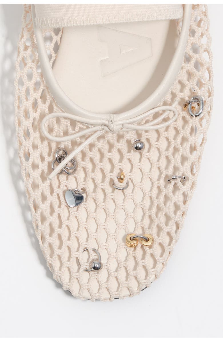 Bimba y Lola Mesh Ballerina Flats with Metal Details, Alternate, color, Off White