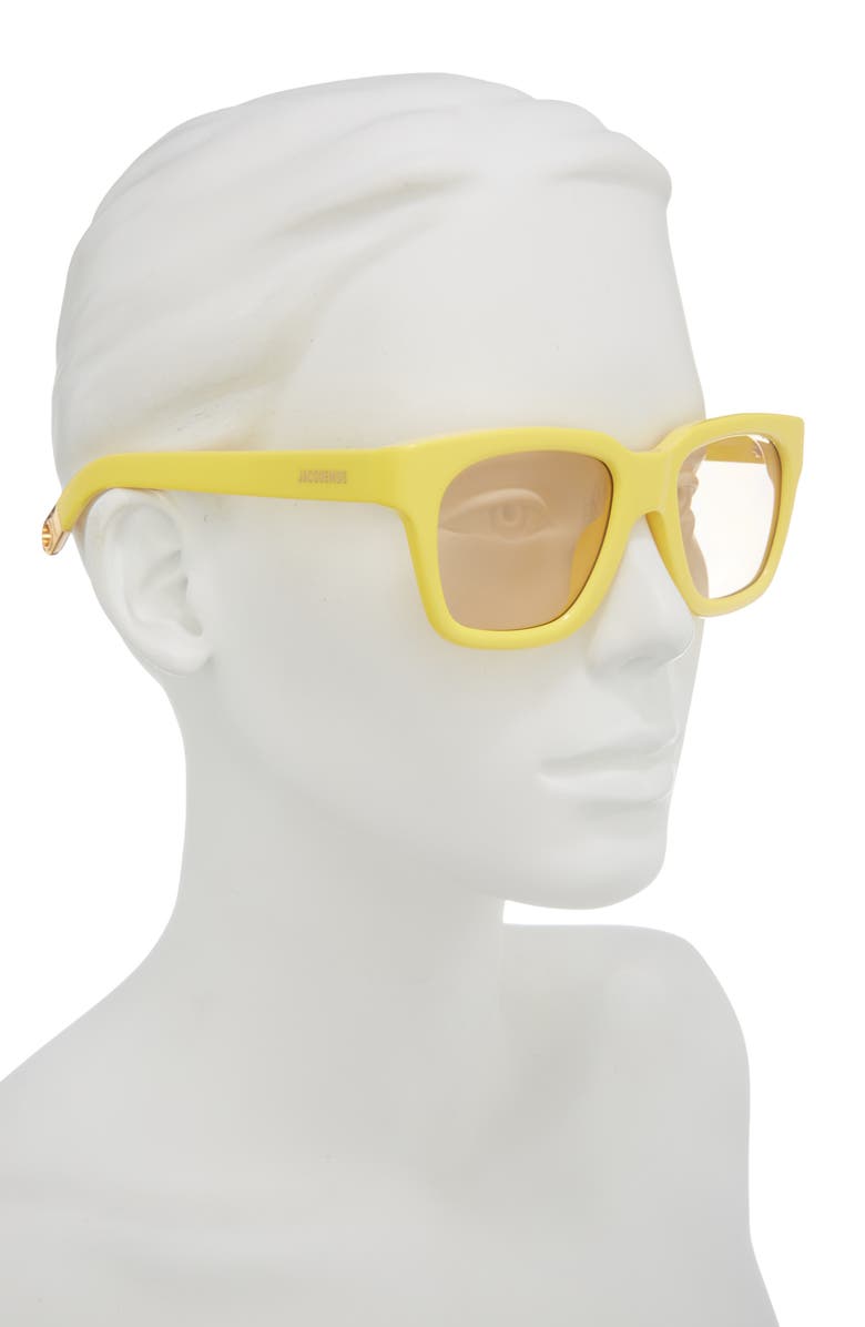 Jacquemus Carino 49mm Square Sunglasses, Alternate, color, Yellow Gold/ Yellow