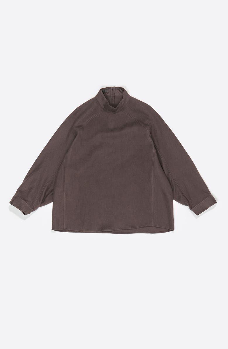 Bimba y Lola Cotton/Wool Mandarin Collar Shirt, Main, color, Dark Brown