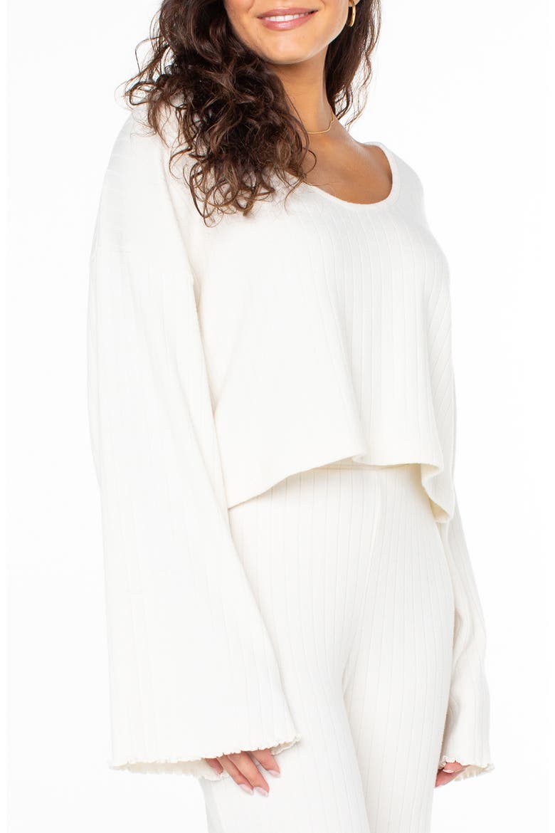 Sandy Coast Long Sleeve Crop Top, Alternate, color, CLOUD DANCER