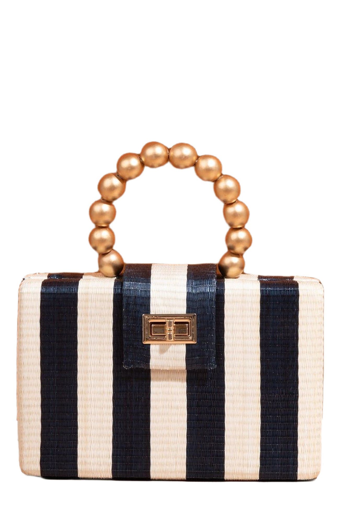 Soli 
Sun THE LOUISA Woven Straw Clutch Bag, Alternate, color, Blue 
Cream Stripe