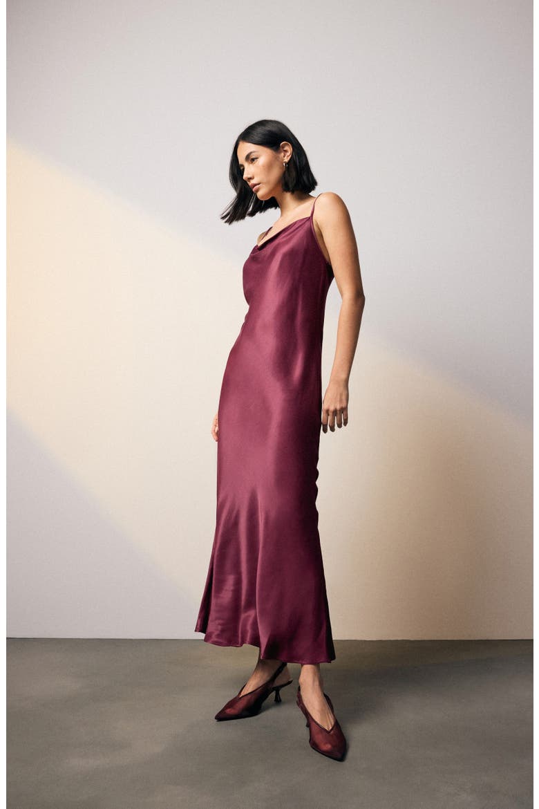 Strappy Satin Maxi Slipdress, Main, color, RED
