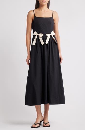 Bow Detail Cotton Midi Dress