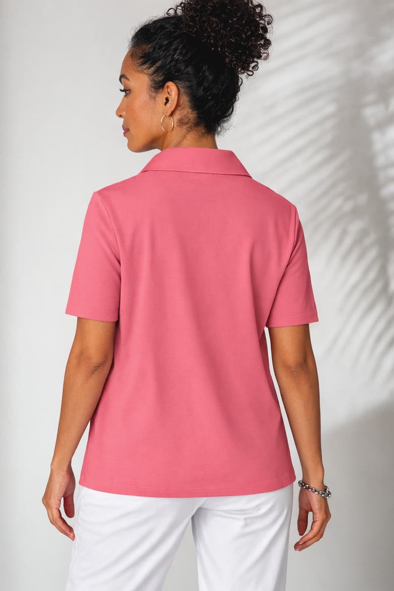Stretch Cotton Polo Tee, Alternate, color, TEA ROSE